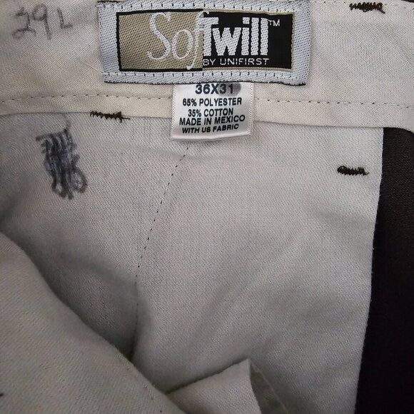 UniFirst Soft Twill Chino Flat Front Cotton Blend Gray Uniform Workwear Pants - Picture 2 of 9